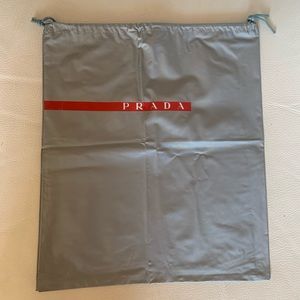 New PRADA Grey Rubber Shoe Dust Drowstring Bag W12 3/4” H 15 1/4” (available 3